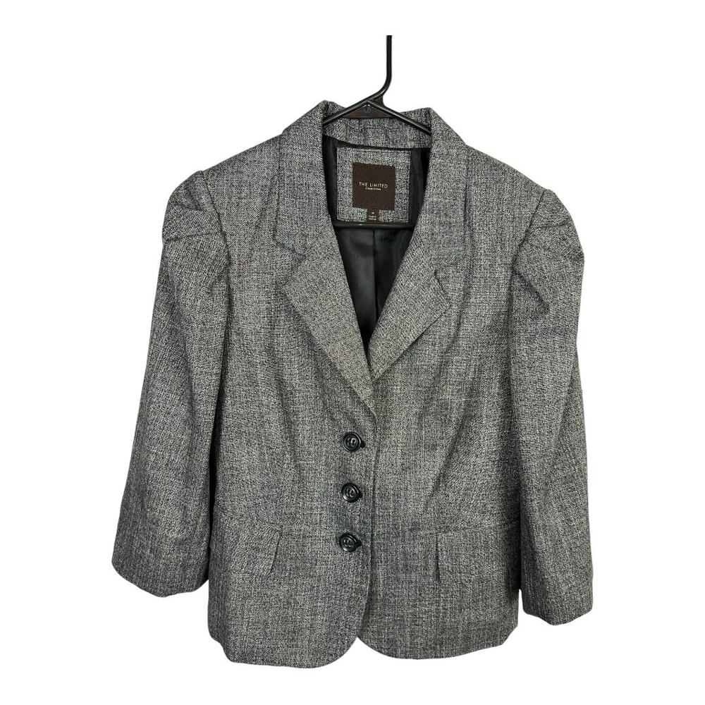Gray Tweed Blazer Jacket The Limited Career Professional Office Twee Academia